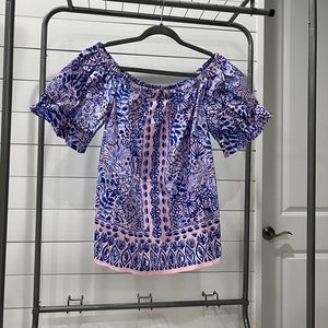 Frankee off the shoulder top-Calla Lilly Pink High Tide Good Vibes-L